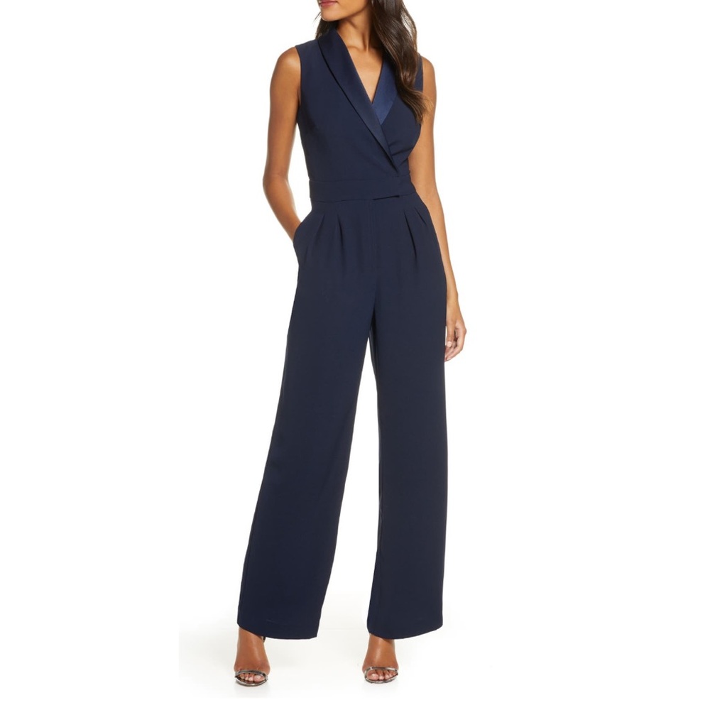 Eliza J Navy Blue Wrap Style Jumpsuit. Worn once.